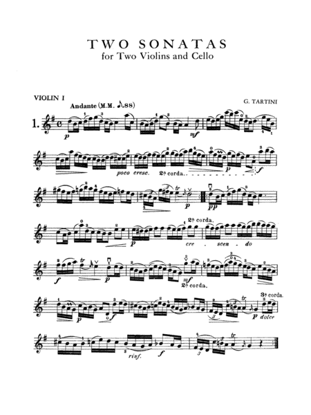 Tartini: Two Sonatas for String Trio (Score & Parts)