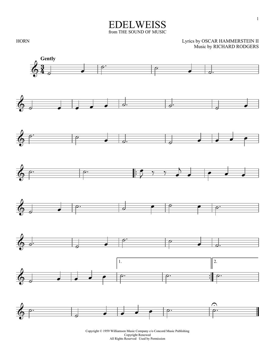 Edelweiss Edelweiss Horn Solo scores gallery preview page 1