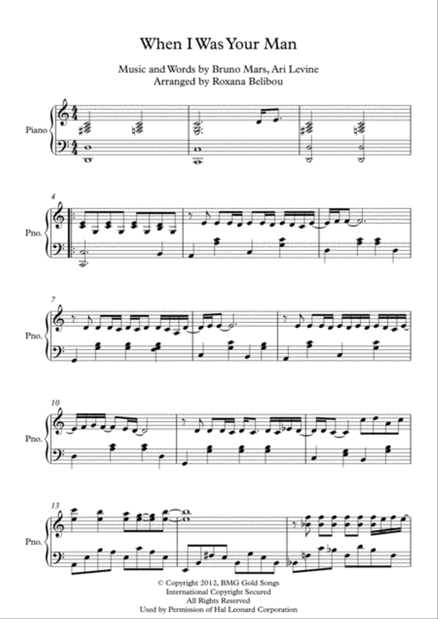 When I Was Your Man Piano Solo scores gallery preview page 1