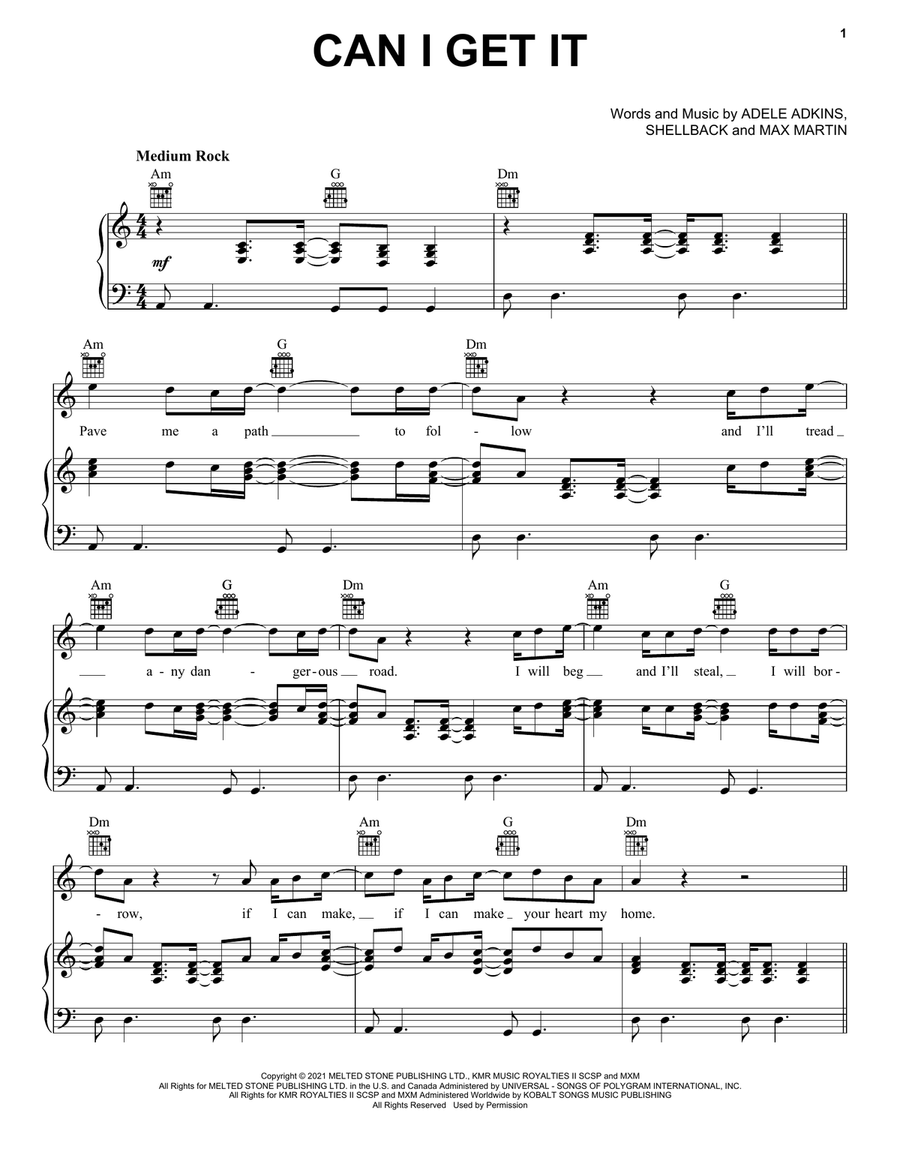 Can I Get It Piano, Vocal, Guitar scores gallery preview page 1