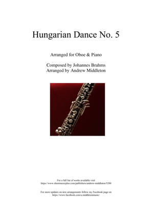 Hungarian Dance No. 5 in G Minor arranged for Oboe and Piano