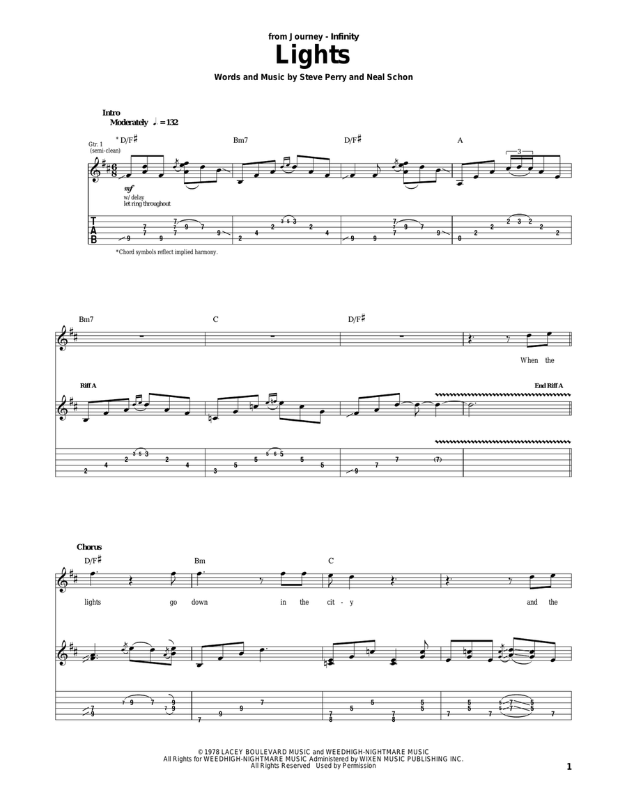 Lights Lights Acoustic Guitar scores gallery preview page 1