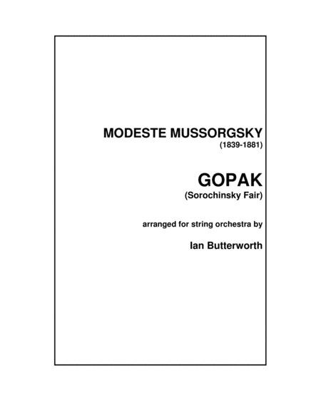 MUSSORGSKY Gopak (Sorochinsky Fair) for string orchestra image number null