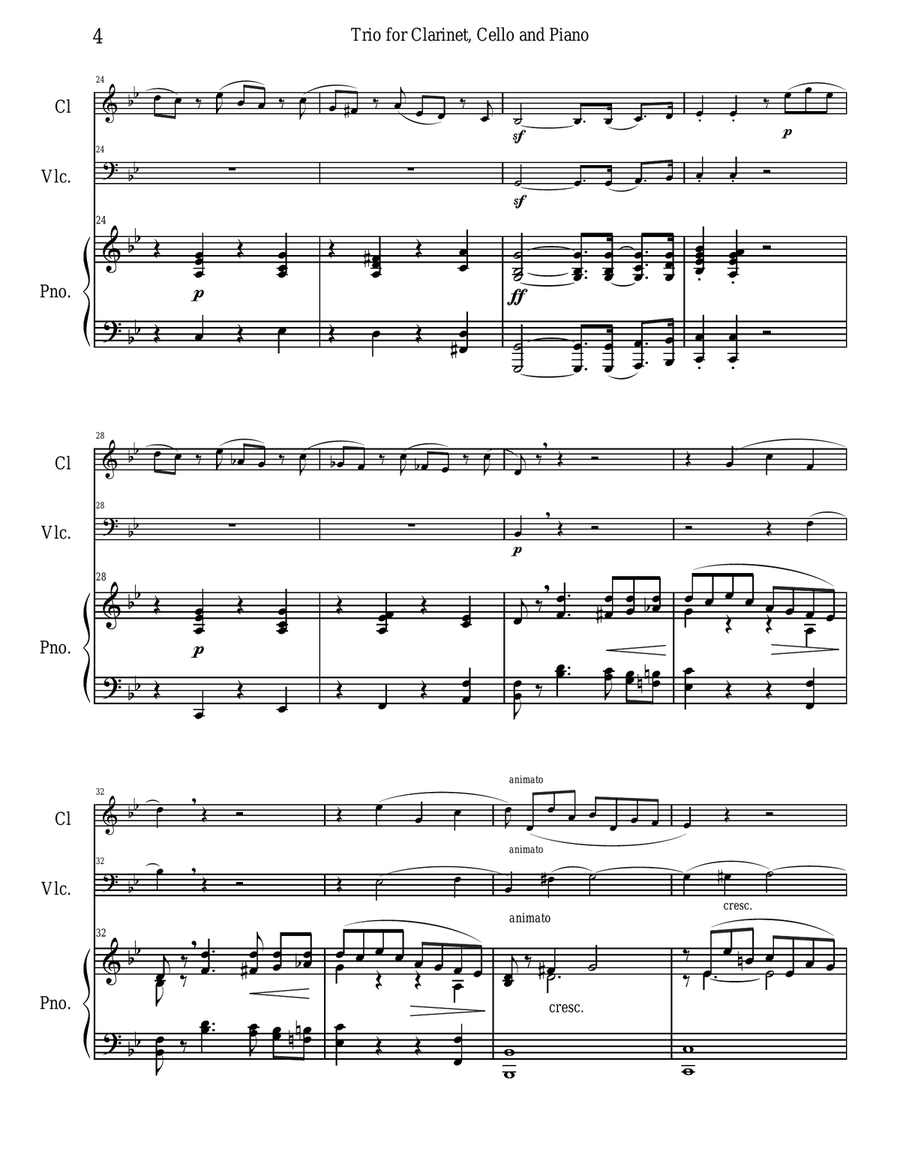 Clara Schumann Trio for clarinet, cello, and piano Piano Trio scores gallery preview page 4