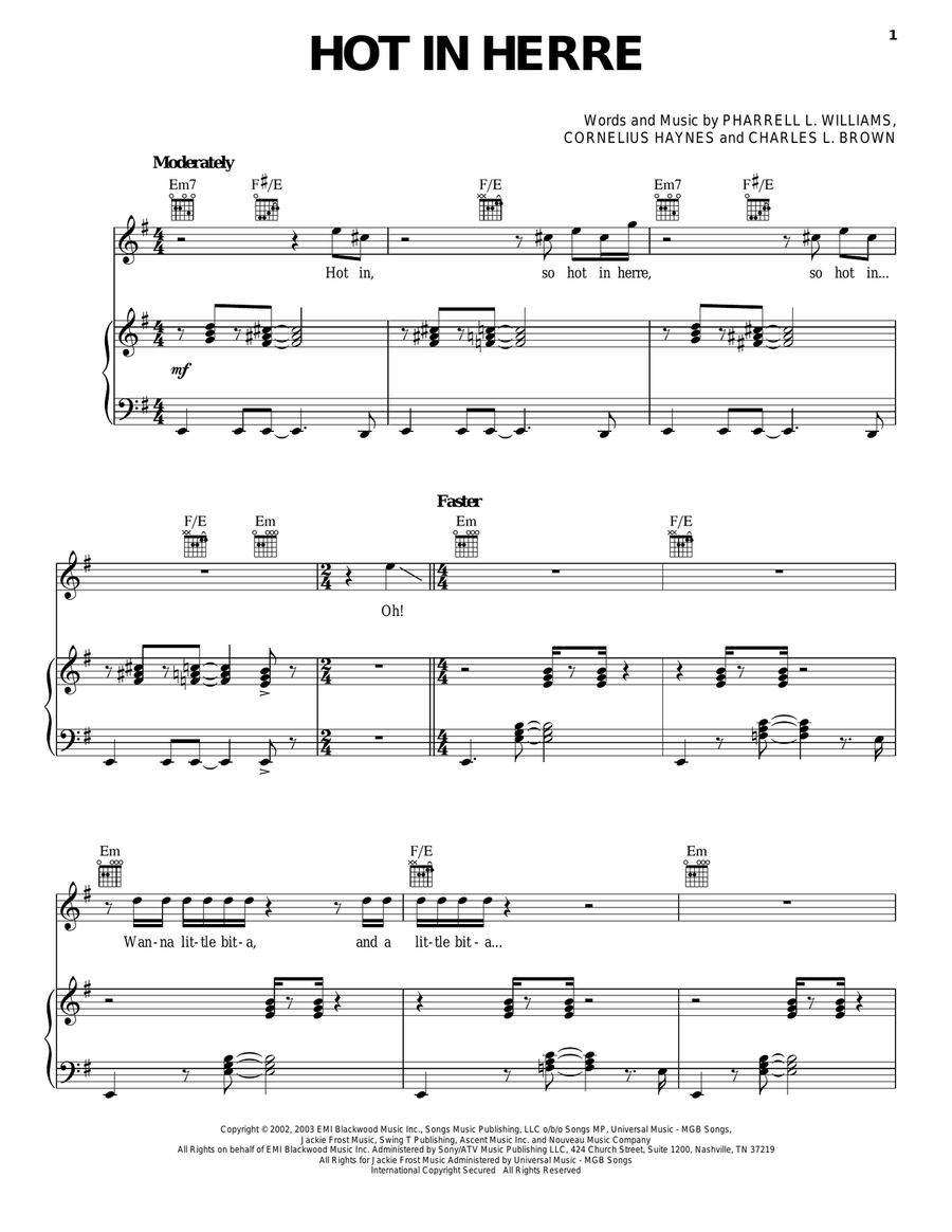 Hot In Herre Acoustic Guitar scores gallery preview page 1