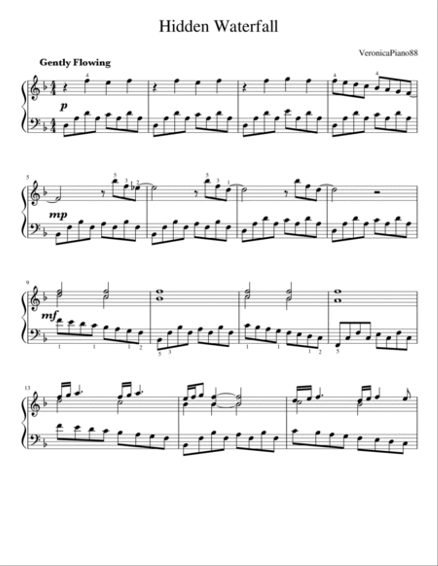 Hidden Waterfall Hidden Waterfall Piano Solo scores gallery preview page 2