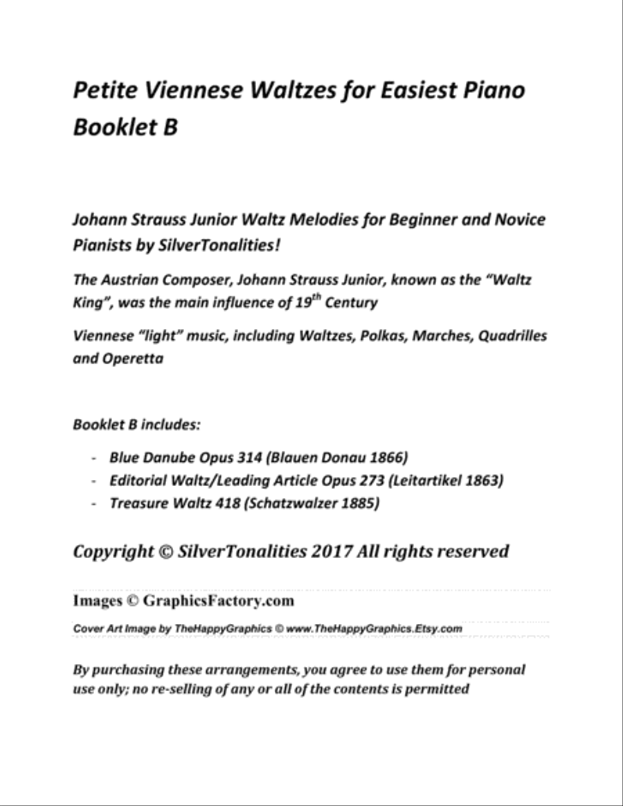 Petite Viennese Waltzes for Easiest Piano Booklet B Easy Piano scores gallery preview page 2