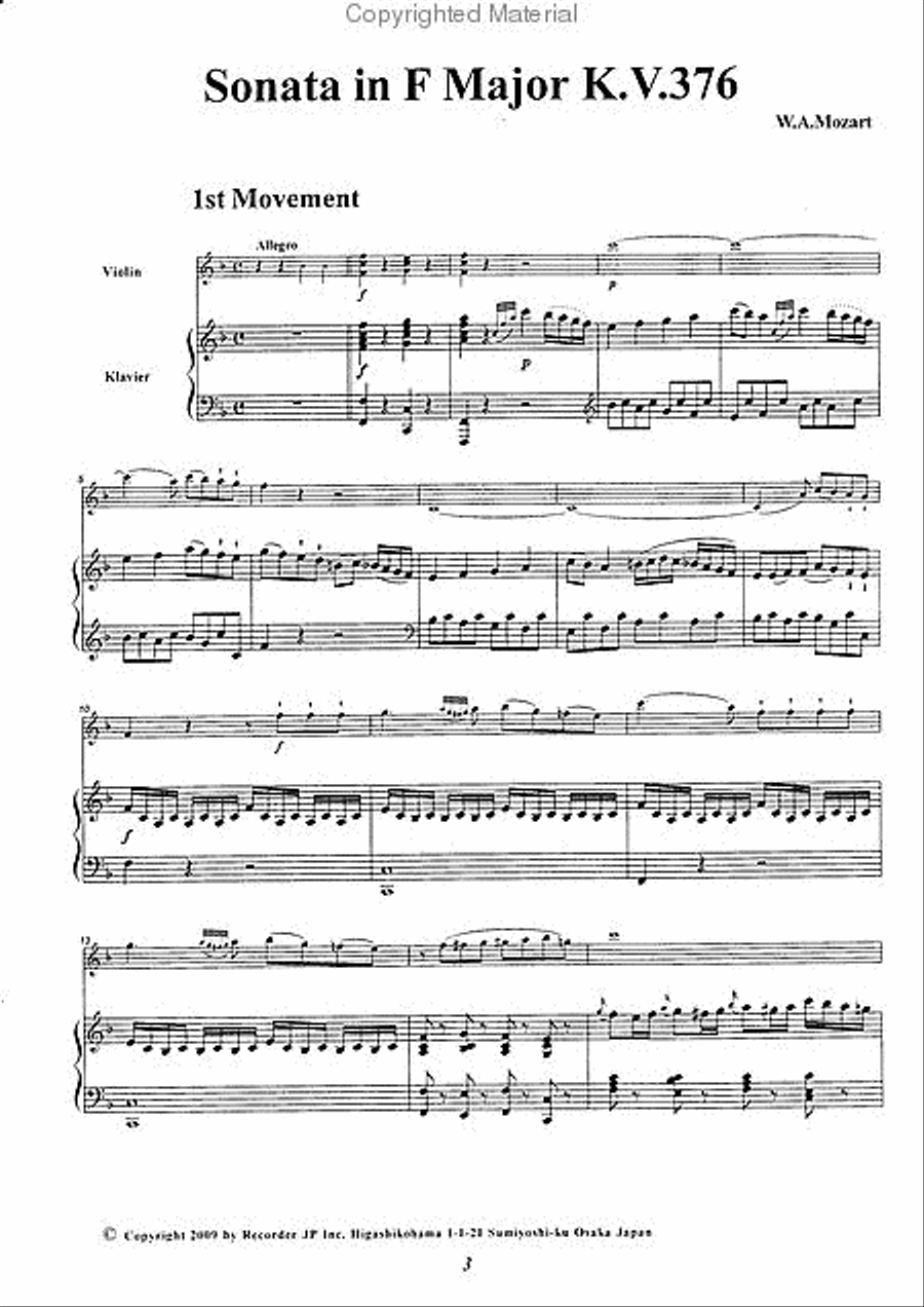 Flute Sonata in F Major, KV376 Flute Solo scores gallery preview page 3