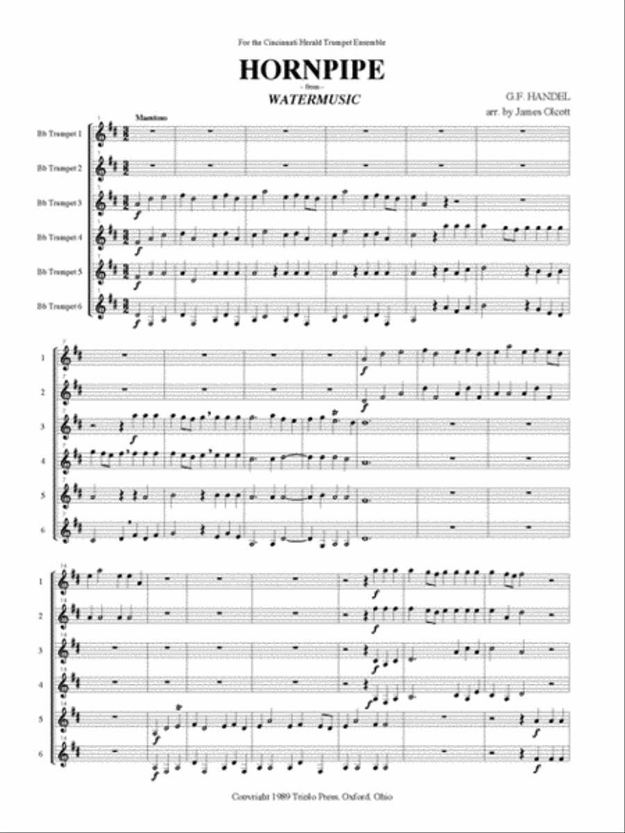 Hornepipe from Watermusic Small Ensemble scores gallery preview page 2