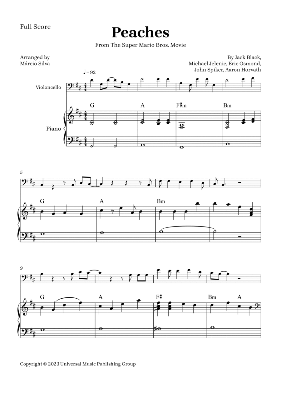 Peaches Piano scores gallery preview page 1