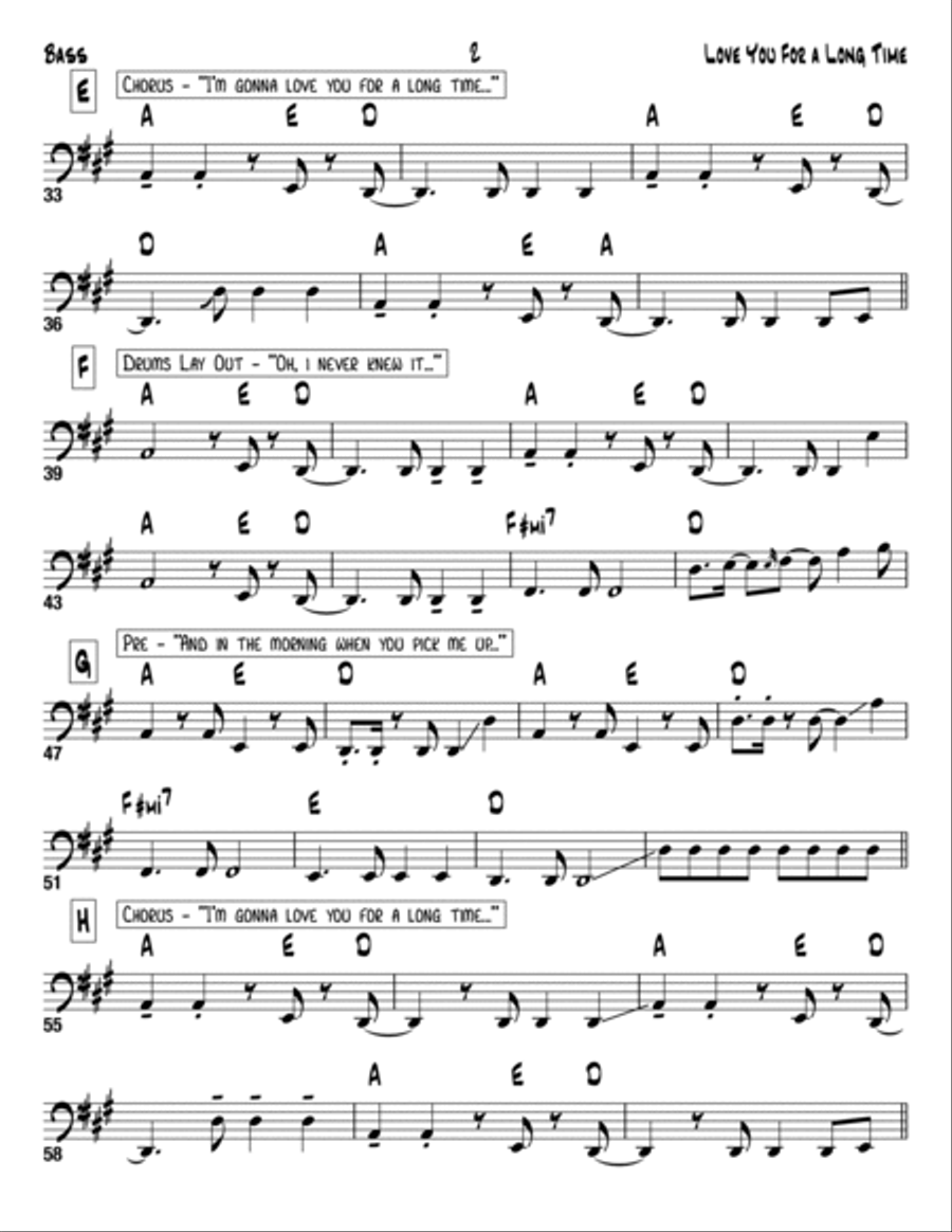 Love You For A Long Time Bass Guitar scores gallery preview page 2