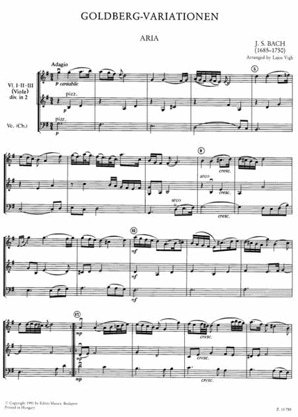 Four Movements from "Goldberg Variations" for String Orchestra