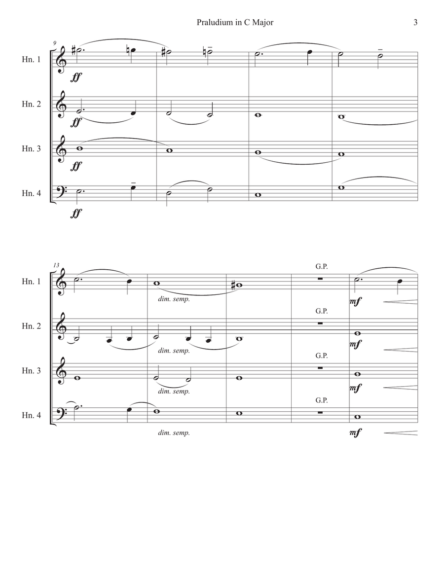 Bruckner: Praludium, Chorale, and Postlude Arranged for Horn Quartet French Horn Quartet scores gallery preview page 3
