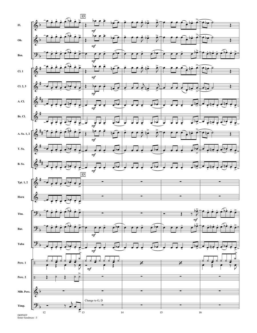 Enter Sandman - Conductor Score (Full Score) Concert Band scores gallery preview page 3