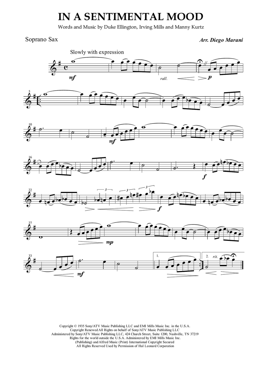 In A Sentimental Mood Woodwind Quartet scores gallery preview page 1