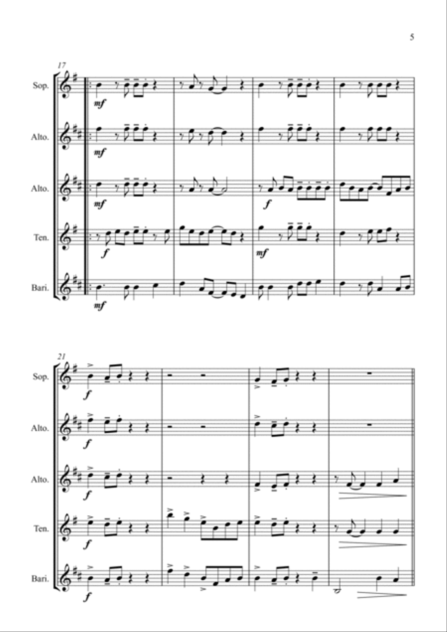 Bad Romance Saxophone Quartet scores gallery preview page 5