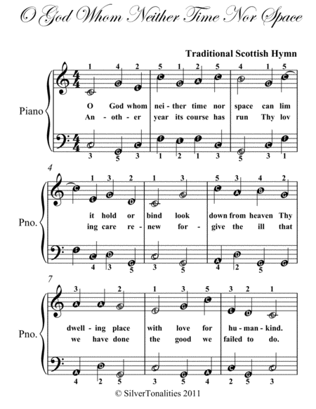 O God Whom Neither Time Nor Space Easy Piano Sheet Music