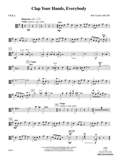 Clap Your Hands, Everybody: Viola by Bob Cerulli String Orchestra - Digital Sheet Music