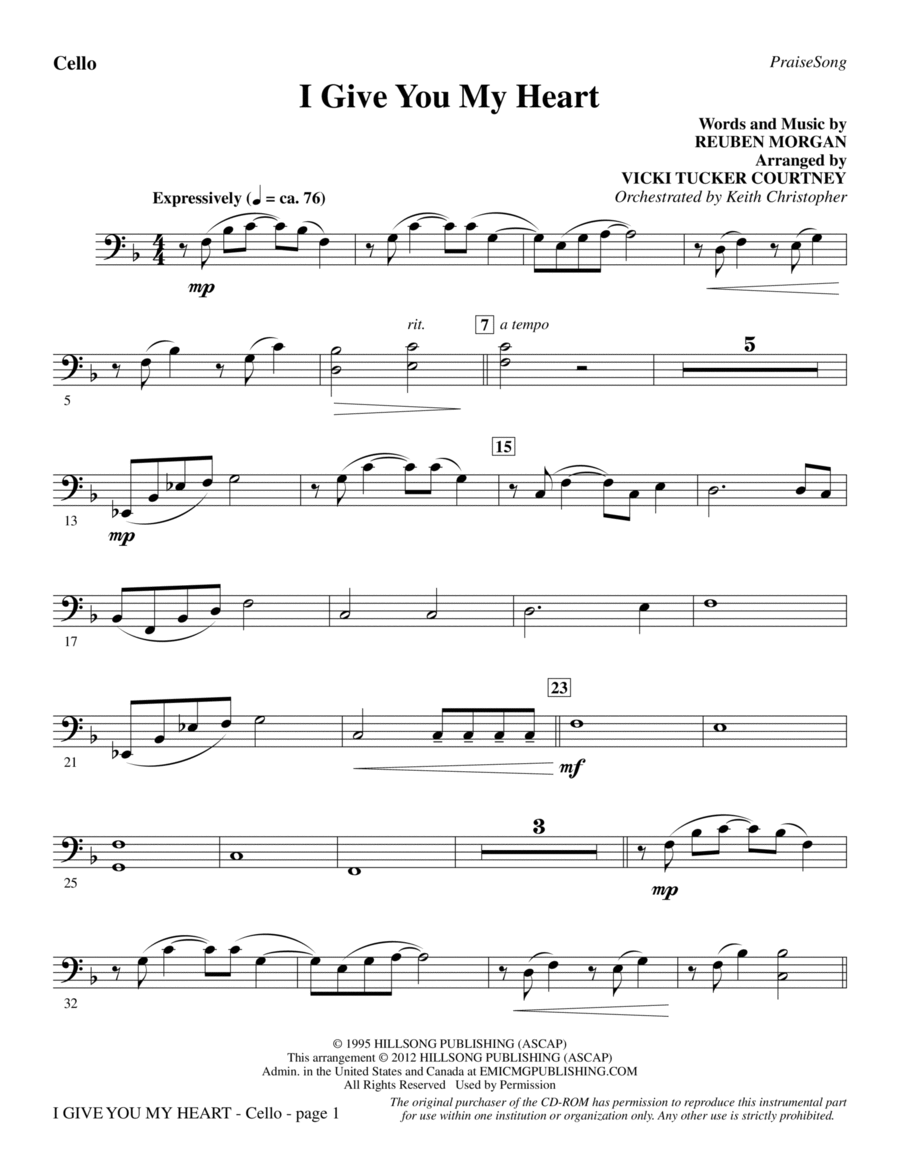 I Give You My Heart - Cello Choir scores gallery preview page 1