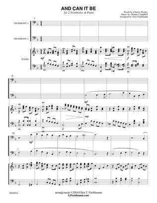 AND CAN IT BE - Trombone Duet with Piano. Optional M/F Vocal on one verse (or Congregation) Grade 2+