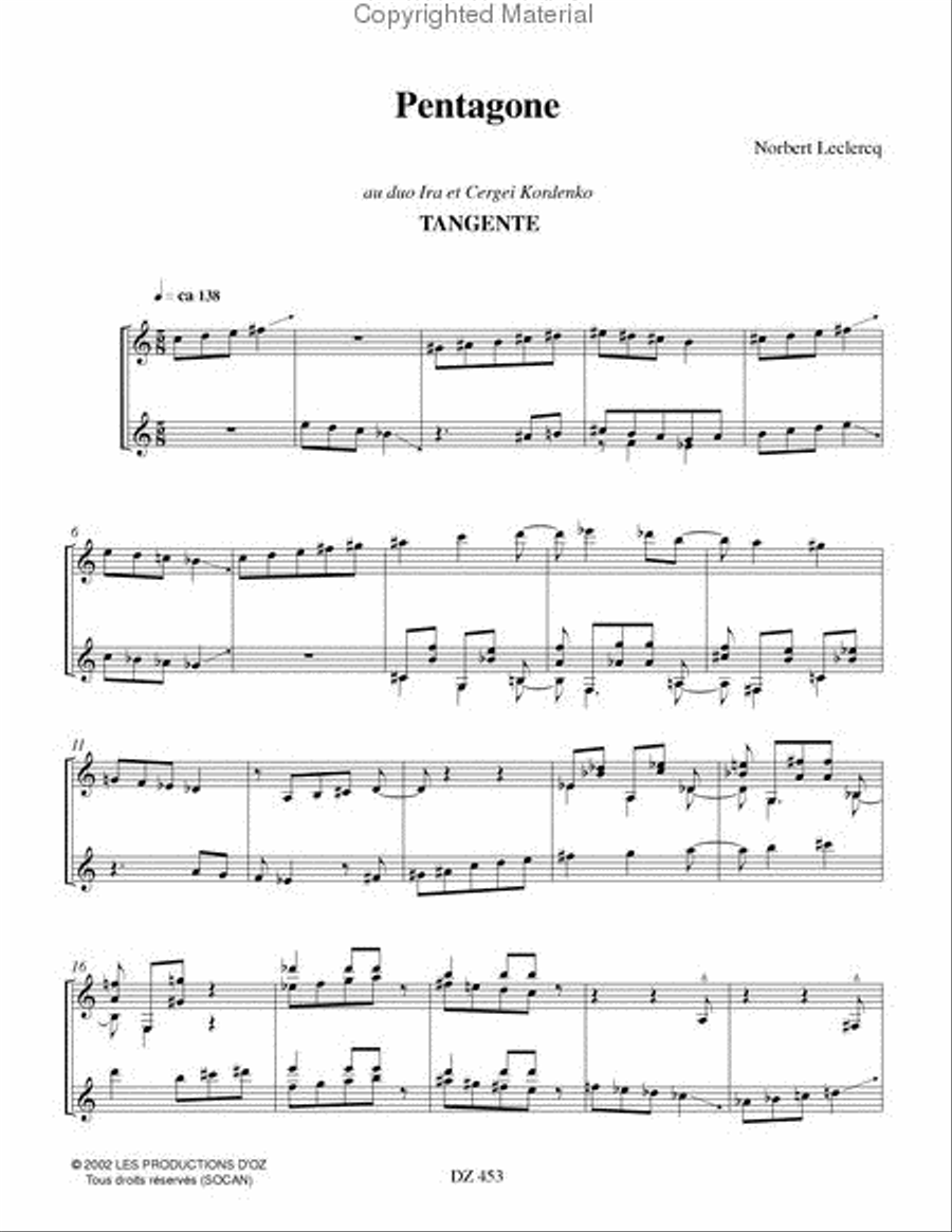 Pentagone - Tangente Classical Guitar scores gallery preview page 2