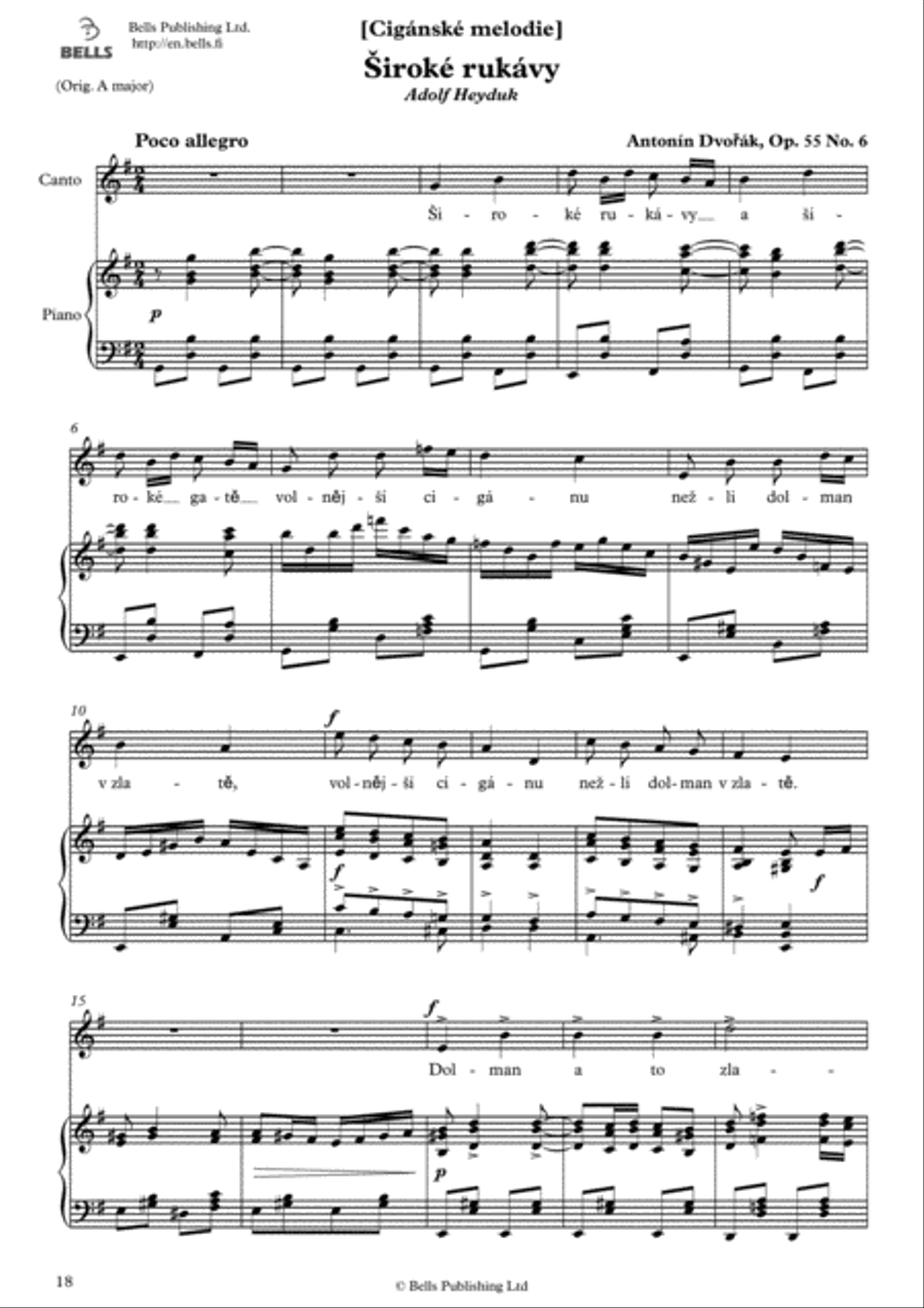 Siroke rukavy, Op. 55 No. 6 (G Major) Voice Solo scores gallery preview page 1