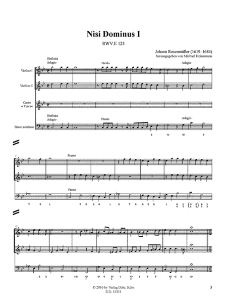 Nisi Dominus I für Cantus (Tenor), zwei Violinen und B.c. c-Moll RWV.E 125