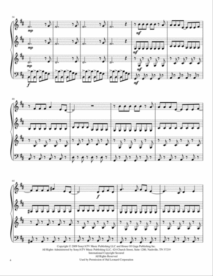 Bad Romance Bad Romance String Quartet scores gallery preview page 5