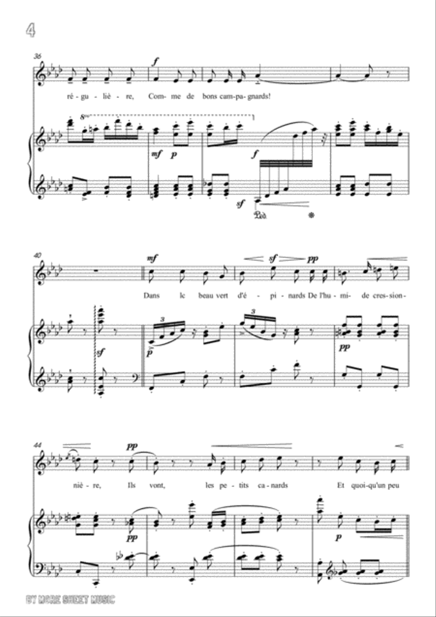 Chabrier-Villanelle des petits canards in A flat Major,for voice and piano Voice Solo scores gallery preview page 6