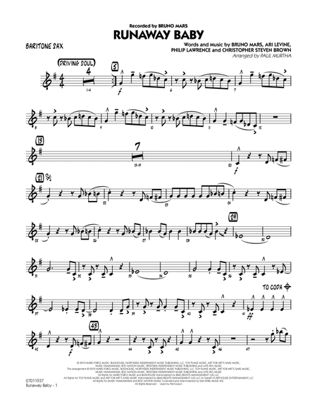 Runaway Baby - Baritone Sax by Paul Murtha - Jazz Ensemble - Digital Sheet  Music