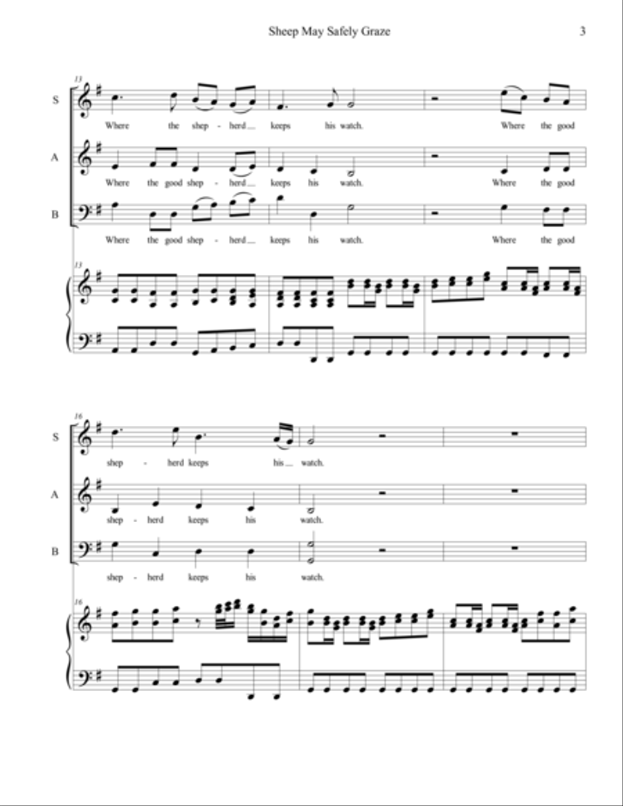 Sheep May Safely Graze (SAB) 3-Part scores gallery preview page 3