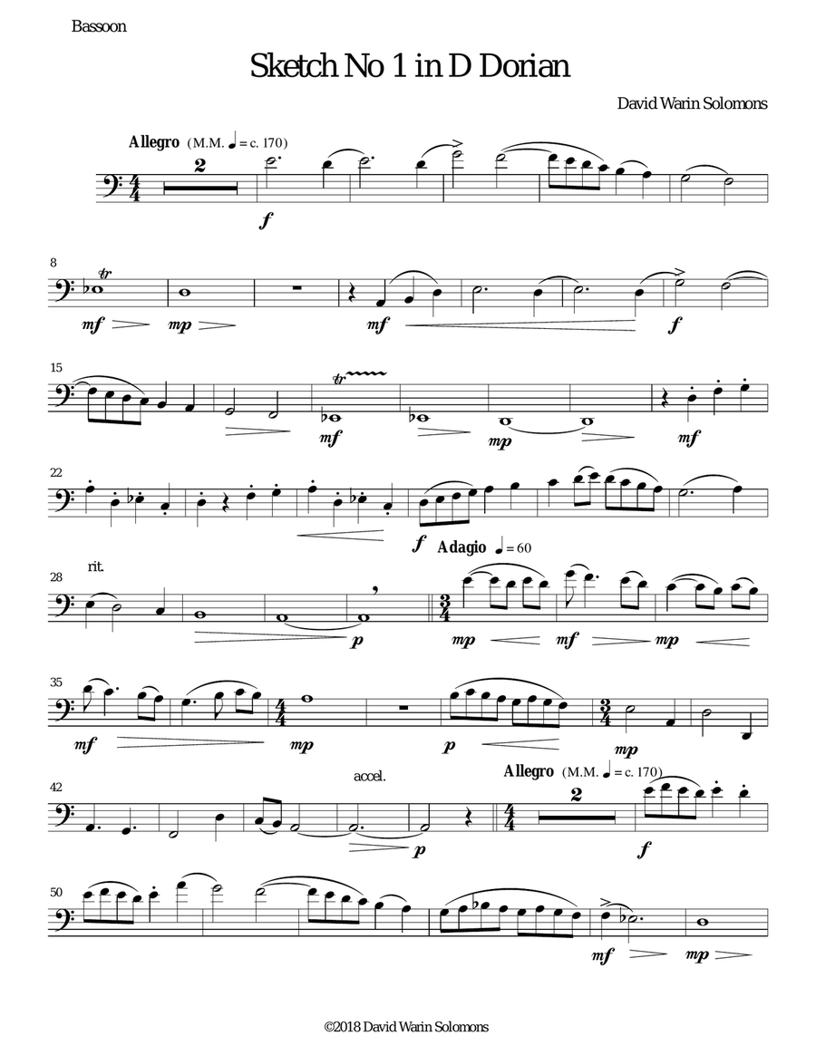 Sketch in D Dorian No 1 for bassoon and guitar Bassoon scores gallery preview page 4