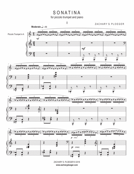 Sonatina for Piccolo Trumpet and Piano
