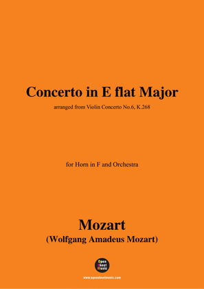 Book cover for W. A. Mozart-Concerto in E flat Major,for Horn in F and Orchestra