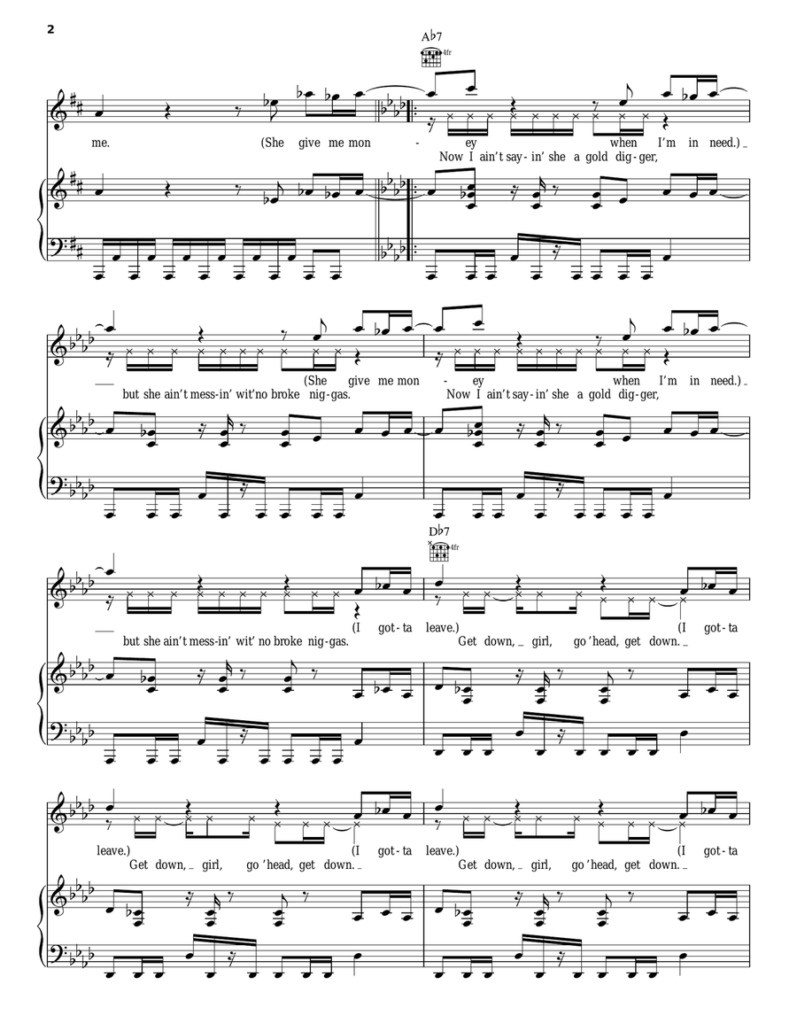 Gold Digger Piano, Vocal, Guitar scores gallery preview page 2