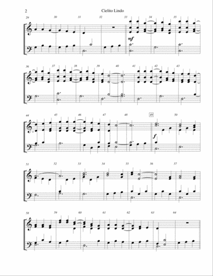 Cielito Lindo - for 3-octave handbell choir 3-Octaves scores gallery preview page 2