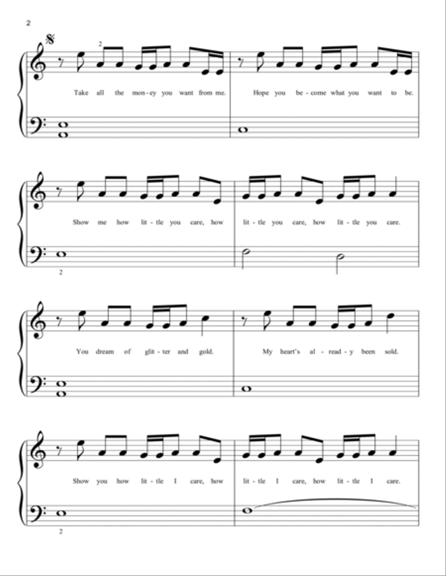 Diamonds Easy Piano scores gallery preview page 2