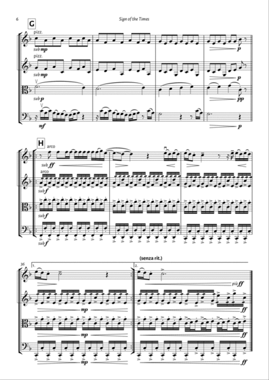 Sign Of The Times String Quartet scores gallery preview page 6