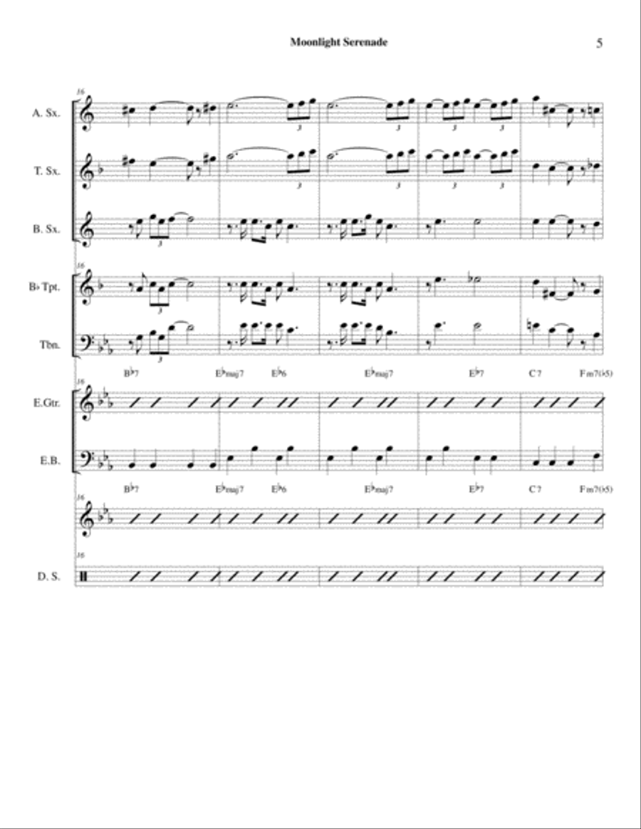 Moonlight Serenade for Little Big Band Jazz Ensemble scores gallery preview page 5