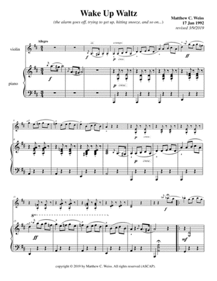 Weiss "Wake Up Waltz" for violin and piano - piano part