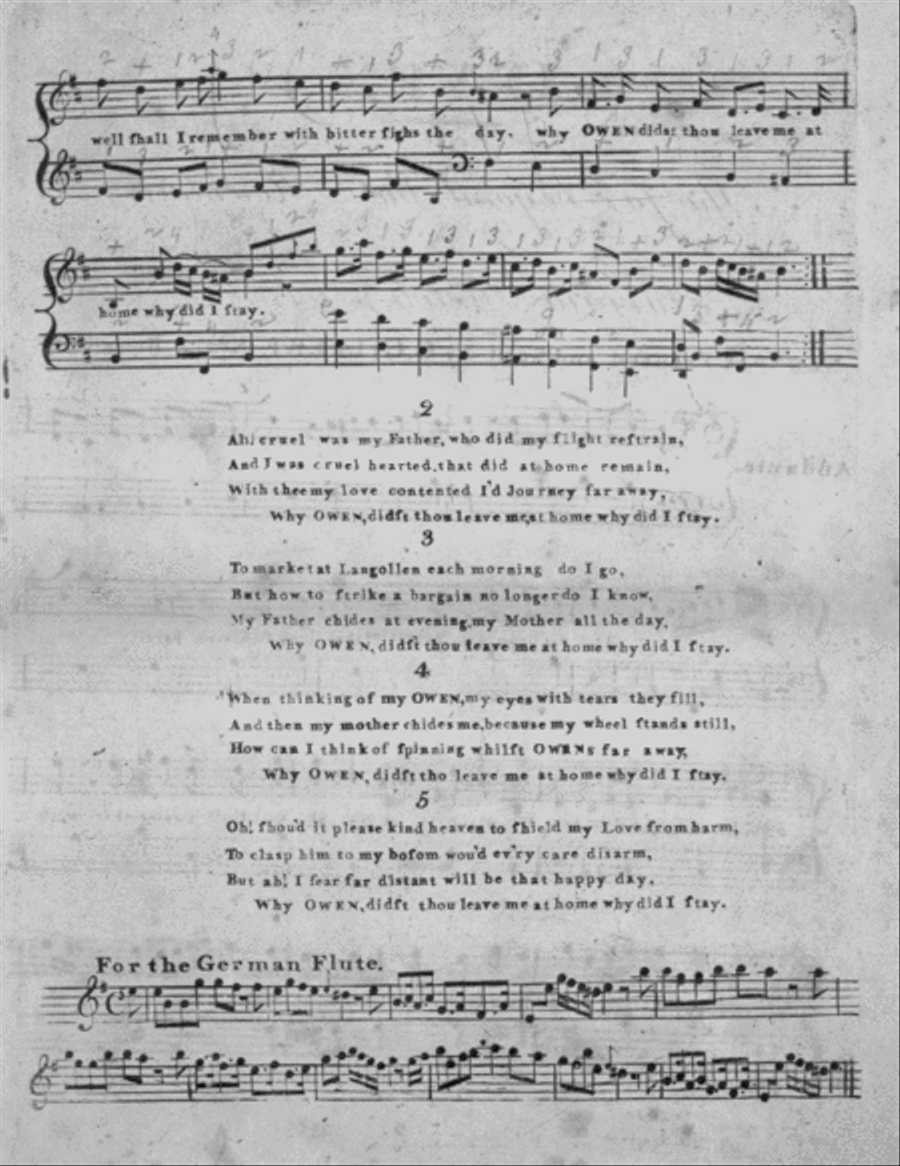 Owen, or, Tho' far beyond the Mountains. A Favorite Welch Air Flute scores gallery preview page 2