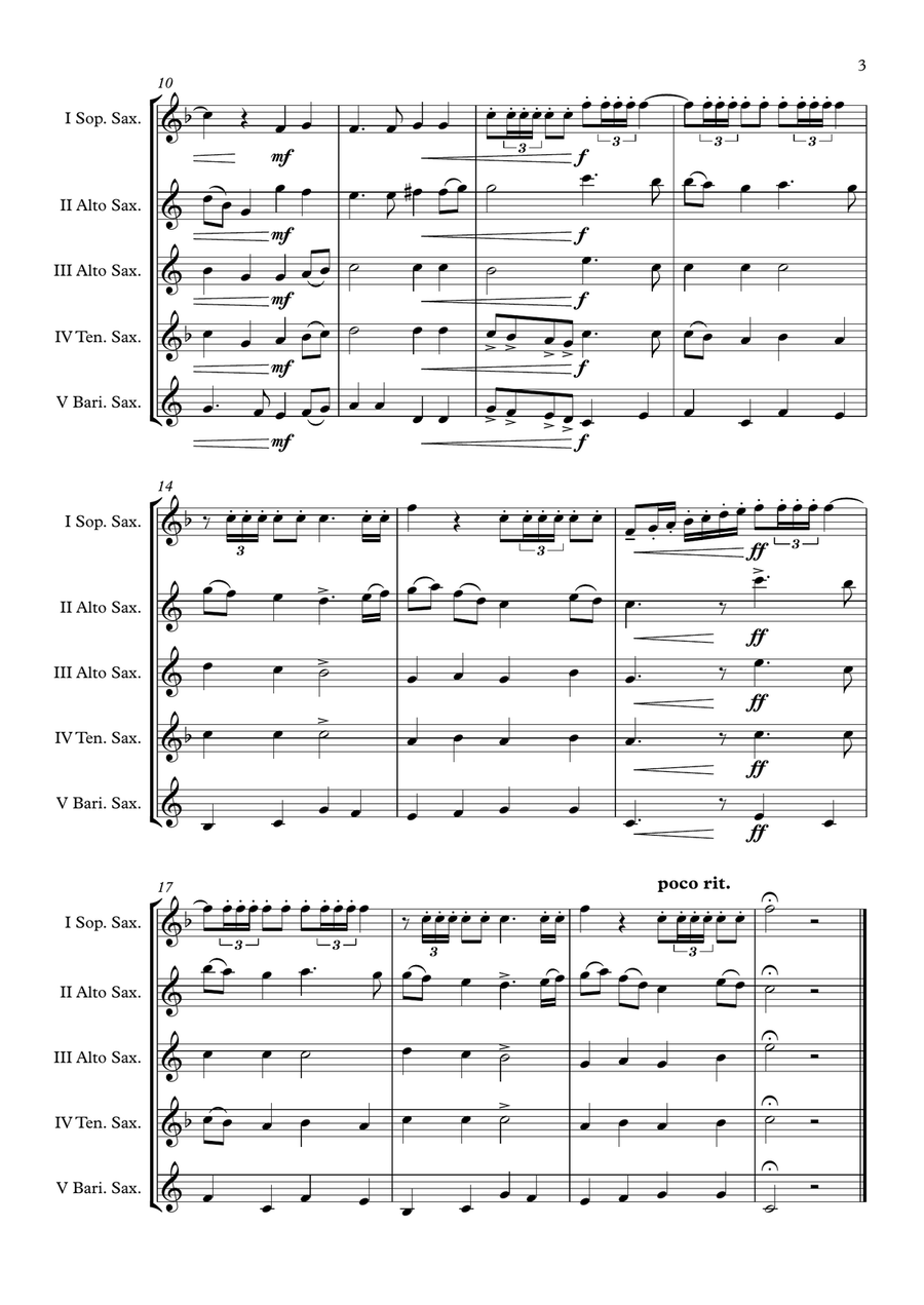 Deutschlandlied (National Anthem of Germany) Saxophone Quintet arr. Adrian Wagner Saxophone Quintet scores gallery preview page 3
