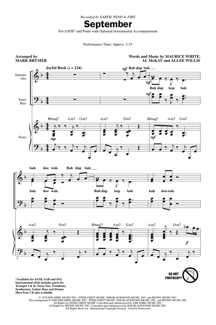 September (arr. Mark Brymer) 4-Part scores gallery preview page 1