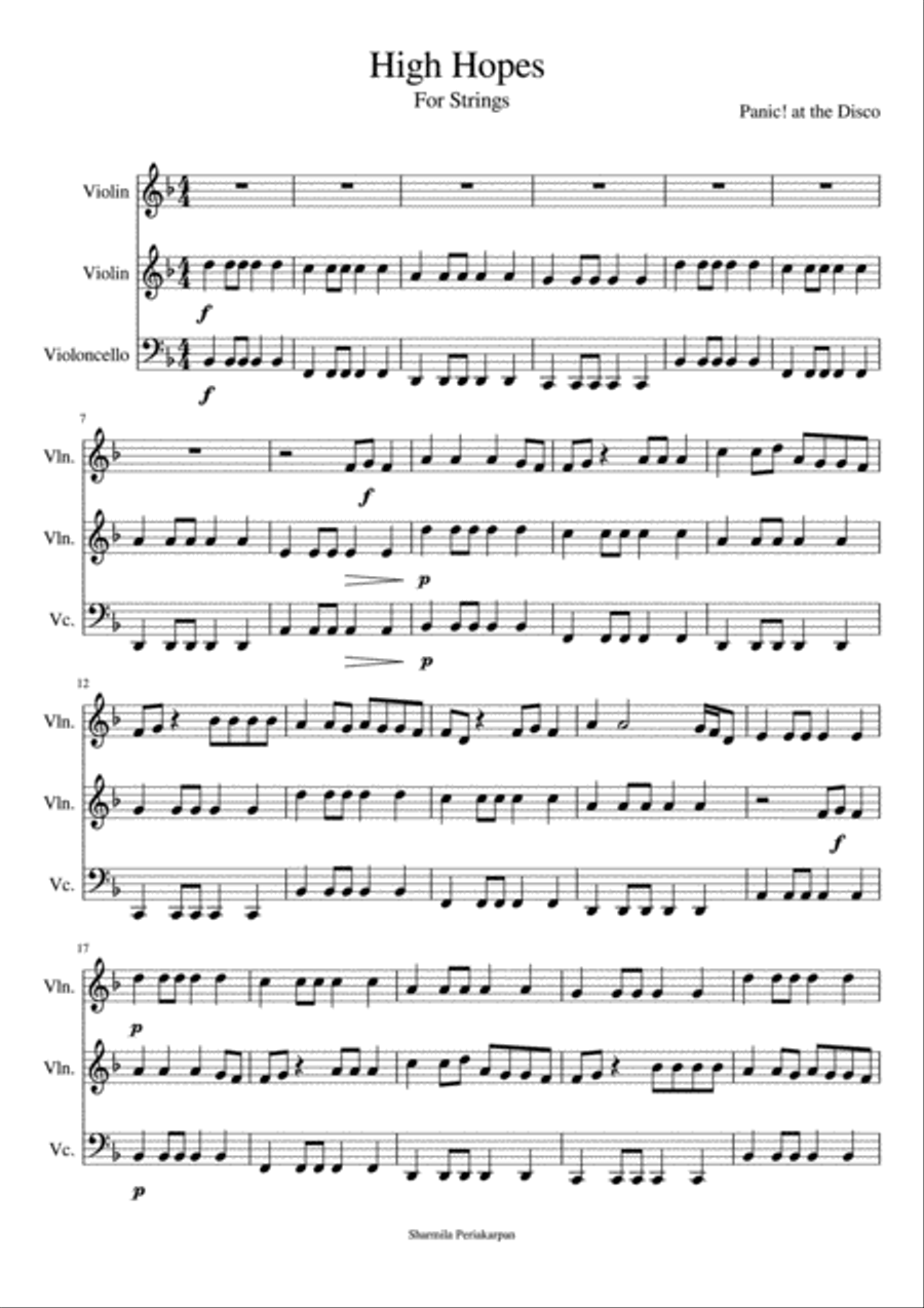 High Hopes High Hopes String Trio scores gallery preview page 1