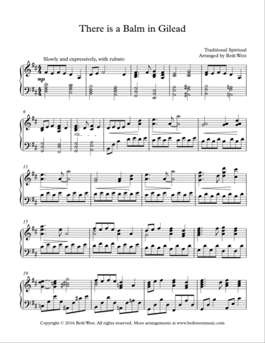 There is a Balm in Gilead Piano Solo scores gallery preview page 2