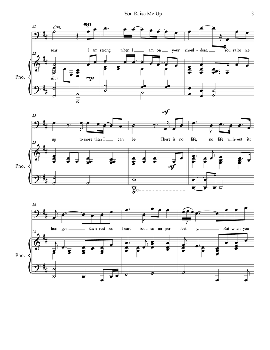You Raise Me Up Low Voice scores gallery preview page 3