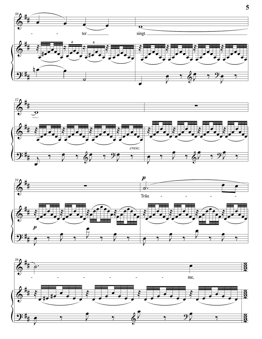 STRAUSS: Wiegenlied, Op. 41 no. 1 (transposed to D major) Piano, Vocal scores gallery preview page 6