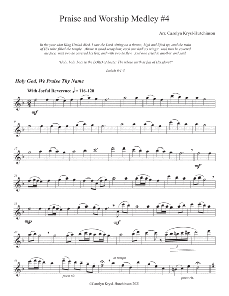 Hymns of Praise and Worship for Unaccompanied Flute, Volume 1, Medley #4