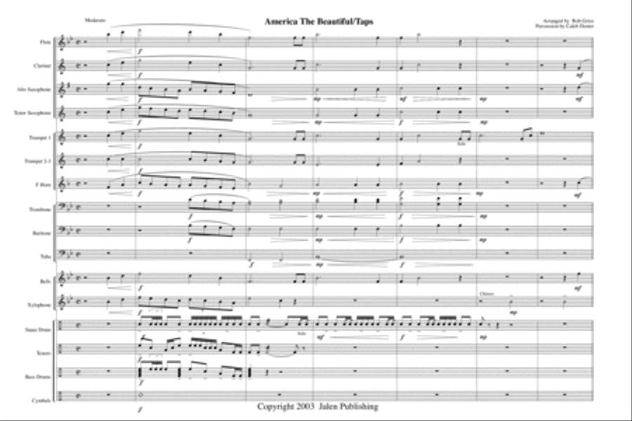 America The Beautiful/Taps Marching Band scores gallery preview page 2