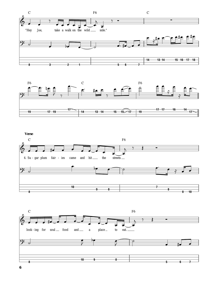Walk On The Wild Side Walk On The Wild Side Bass Guitar Tablature scores gallery preview page 6
